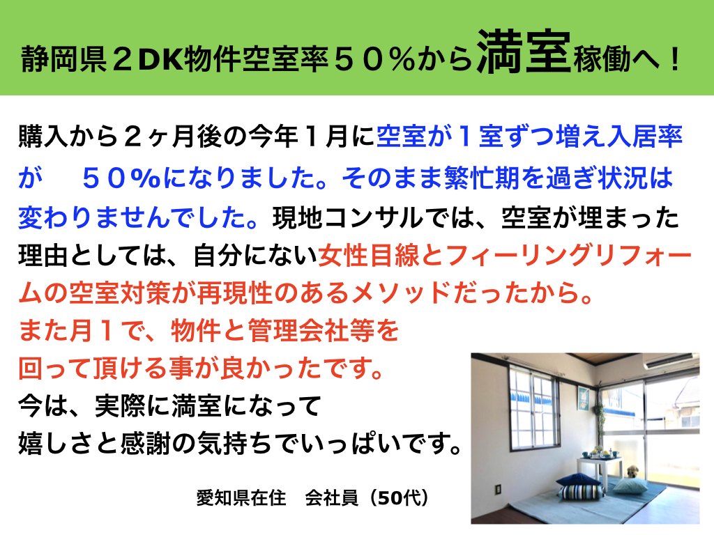 静岡　満室　空室対策　女性目線　フィーリングリフォーム